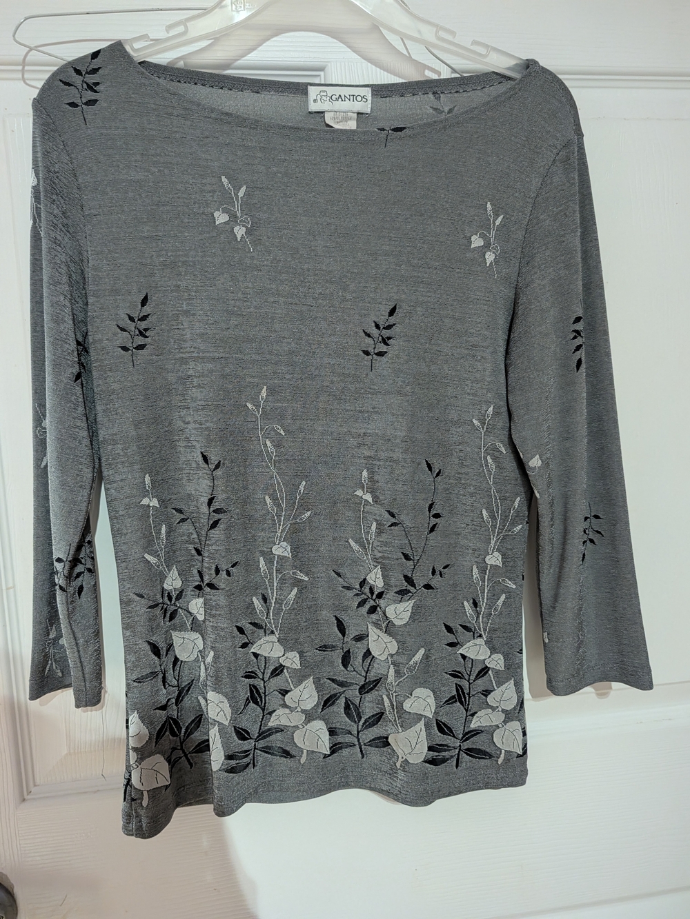 Gant Gray Long-Sleeve Floral Knit Top